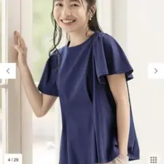 美品★any sisフリル袖 ネイビー トップス