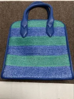 青と緑のストライプ トートバッグ