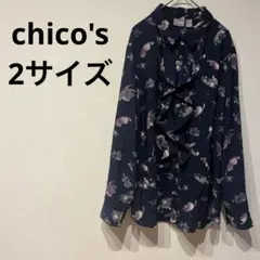 chico's 【2】フラワープリント フリルシャツ 長袖のサムネイル