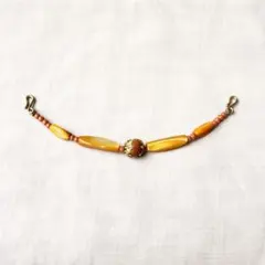 羽織紐 丸組み コーラルオレンジ シルバー金具 貝 和装小物