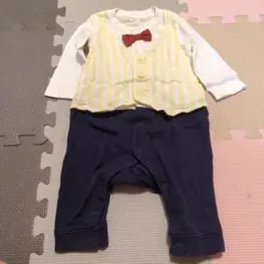 ボウタイ付きストライプロンパース
