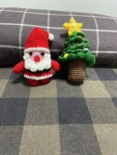ハンドメイド サンタクロースとクリスマスツリーセット