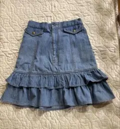 【組曲】デニムブルー フリル付きスカート