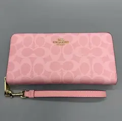COACH 長財布 シグネチャー ロング ジップ アラウンド C4452 ピンク