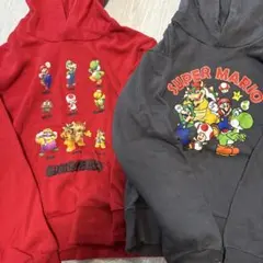 美品スーパーマリオ パーカー 黒 裏起毛