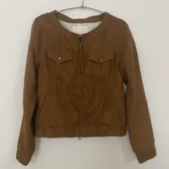 LOWRYS FARM ノーカラージャケット ブラウン Lサイズ