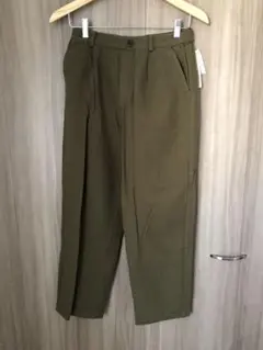 studio CLIPタグ付☆地域限定ヘリンボンゆるテーパードパンツ　カーキ　M