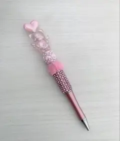 SALE ビーズ カスタムボールペン ピンク くま
