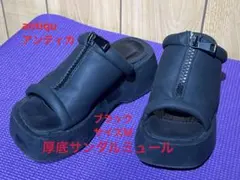 antiqu　アンティカ　黒 ジッパー付きサボサンダル　サイズMのサムネイル