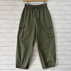 【美品】GU ジーユー カーゴプルオンパンツ（M）カーキ ドローストリング