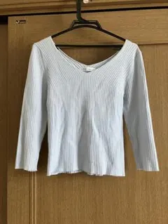 kawaii de opique リブ編みVネックセーター