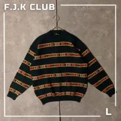 90s 日本製 F.J.K CLUB 幾何学柄 アクリル×ウール セーターのサムネイル