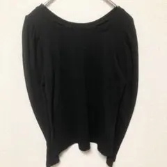 【GU】（L）スクエアネックリブニットトップス/無地/シンプル/カジュアル