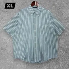 セヴィルロウ ストライプ シャツ XL 青 ブルー ボタンダウン 半袖 古着のサムネイル