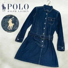 美品 ポロ ラルフローレン デニム ミニ ワンピース ベルト ポニー y2k