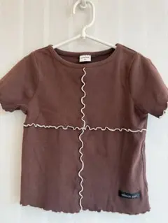 mirror bae. メロウステッチ クロップドTシャツ ブラウン 100のサムネイル