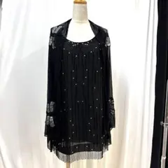 Y6047★M 黒 おまけ付 ワンピース 社交ダンス