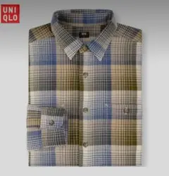 UNIQLO フランネルシャツ 長袖チェックシャツ ブルー系 Lサイズ