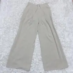 GU ワイド パンツ イージー ウエストゴム 裏地付 ベージュ M 美品 人気色