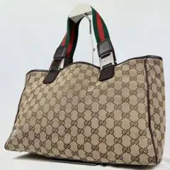 GUCCI トートバッグ GGキャンバス シェリーライン ホースビット A4可