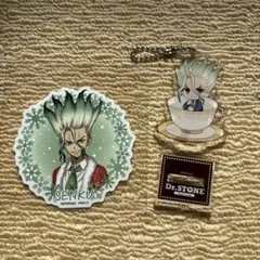 Dr.STONE 石神千空アモカフェアクリルキーホルダーとステッカー
