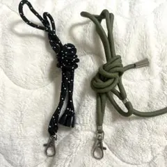 スマホショルダー ネックストラップ ブラック カーキ