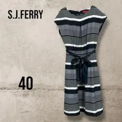 G8【S.J.FERRY】ノースリーブ 膝丈 ワンピース ボーダー Lのサムネイル