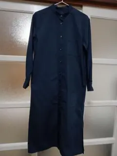 無印良品 シワになりにくいシャツワンピース スタンドカラーＸＳ・ダークネイビー