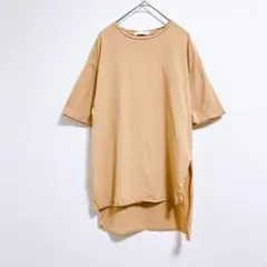 【アメリカンホリック】Tシャツ　カットソー　五分袖　スリット入り　薄茶色