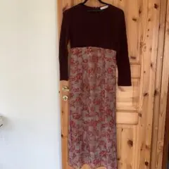 S.T.M.B. ダークレッド フローラルワンピース