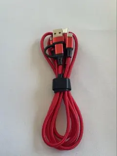 赤 3in1 充電ケーブル USB-C Lightning Micro USB