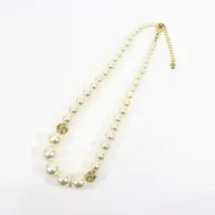 中古　ビジュー付き　ホワイト　パール　パール風　ネックレス　冠婚葬祭 ペンダント