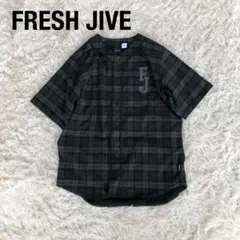 USA製FRESH JIVEベースボールシャツ　チェックブラックグレーMのサムネイル