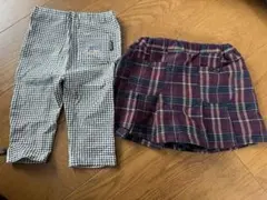 赤チェックキュロットスカート　チェックズボン