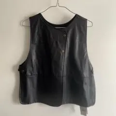 レトロガール　フェイク　レザー　ベスト　F RETROGIRL ブラック　黒