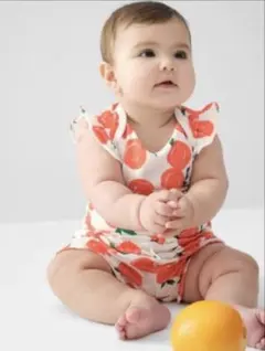 baby GAPギャップベビー服ロンパース 12-18オレンジ柄 水色花柄