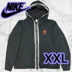極美品 Nike ナイキ フーディ 黒 赤 柄 フルジップパーカー XXL 綿