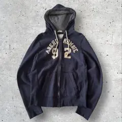 アバクロ ジップパーカ フェード ナス紺 ボロ加工 vintage