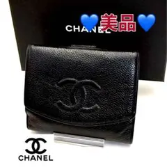 シャネルCHANEL黒折り財布キャビアスキン ココマークのサムネイル