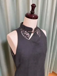 ダークグレー ノースリーブ チャイナ服