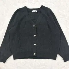 grove グローブ 金ボタン ラグランニット カーディガン M グレー