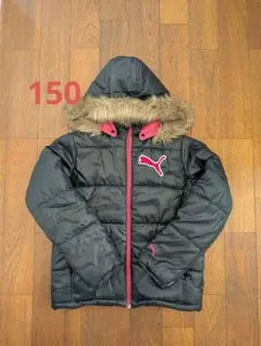 k*a様 PUMA ファーフード付き中綿ジャケット 150 黒/ピンク