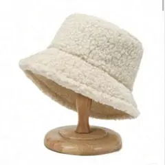 レディース　バケットハット ベージュ　秋冬　モコモコ　帽子
