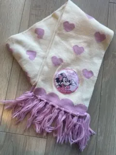 【ディズニー】ミニーマウス　マフラー ピンク ハート柄｜キッズ 防寒