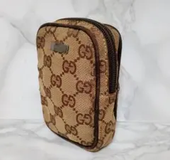 GUCCI GGキャンバス ポーチ ピンクベージュ - メルカリ