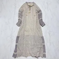 タグ付きアミナコレクション　インドコットン　タッセルリボン付きワンピース　フリー