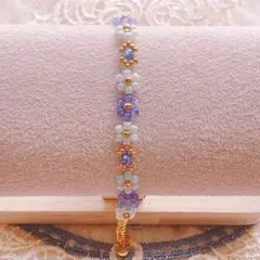 (12)ブルーカラーのお花のブレスレット