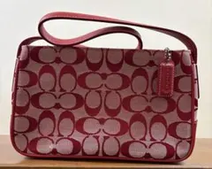 Coach 赤 ロゴパターン ハンドバッグ