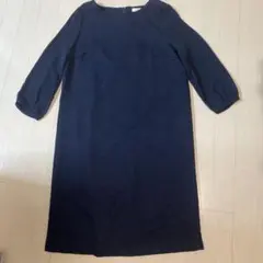 ネイビー長袖ワンピース　入学式卒業式　入園式卒園式　フォーマル