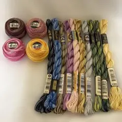 DMC 刺繍糸　8番糸コロリ含む4個　5番糸7本とアンカー3本